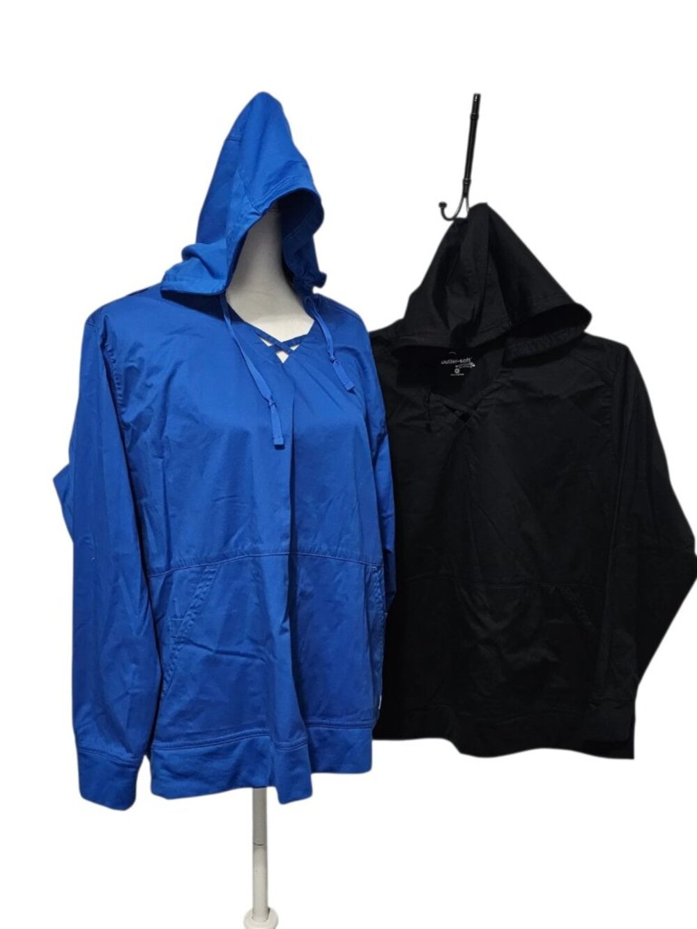 Bundle Butter-Soft Hooded Scrub Tops XL Blue Black